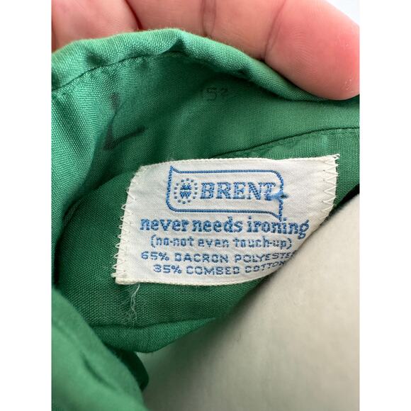 Vintage 60's Brent Kelly Green Button Up - Picture 4 of 5